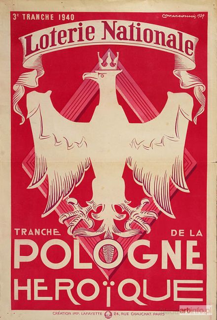 MARCOUSSIS Louis | Loterie Nationale Tranche De La Pologne Heroique. 3 Tranche 1940, 1939 (il. s. 17)