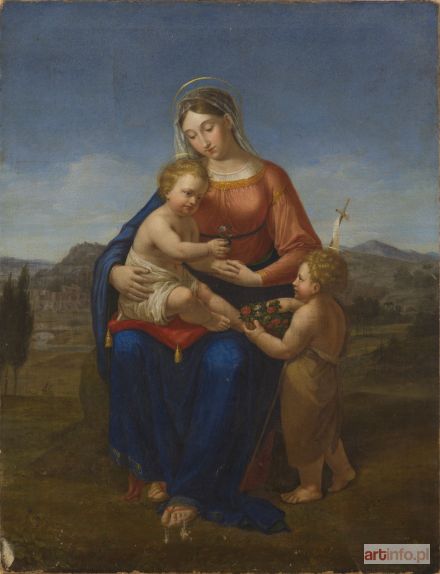 AUTOR nierozpoznany, XIX w. | Madonna z Dzieciątkiem i św. Janem Chrzcicielem