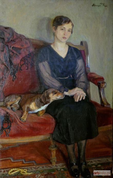 KLIMOWSKI Stanisław | Portret żony artysty z pieskiem, 1921