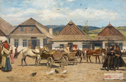 KOZAKIEWICZ Antoni | Targ w miasteczku galicyjskim, 1922