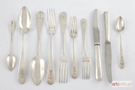 Zestaw sztućców na 6 osób z herbem