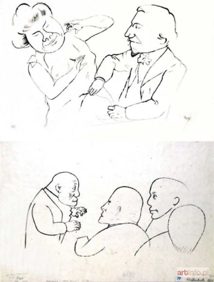 GROSZ George | Pogawędka, 1922 avers: Szkic czterech postaci