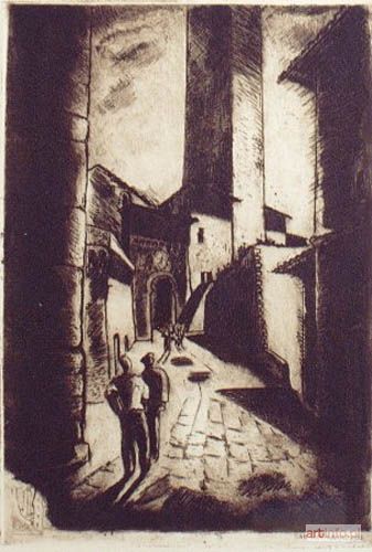 TYROWICZ Ludwik | Zaułek (z teki San Gimignano, 1935)