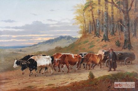 BRODOWSKI Józef (młodszy) | Złoty Potok - Woły ciągnące wóz, 1887