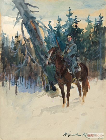 KOSSAK Wojciech | UŁAN NA PIKIECIE, 1919