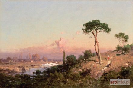 ŚWIESZEWSKI Aleksander | Pejzaż z wysoką sosną, ok. 1880