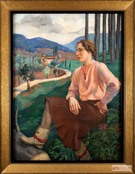 LEWANDOWSKA Maria | PORTRET KOBIETY NA TLE PEJZAŻU, 1936 R.