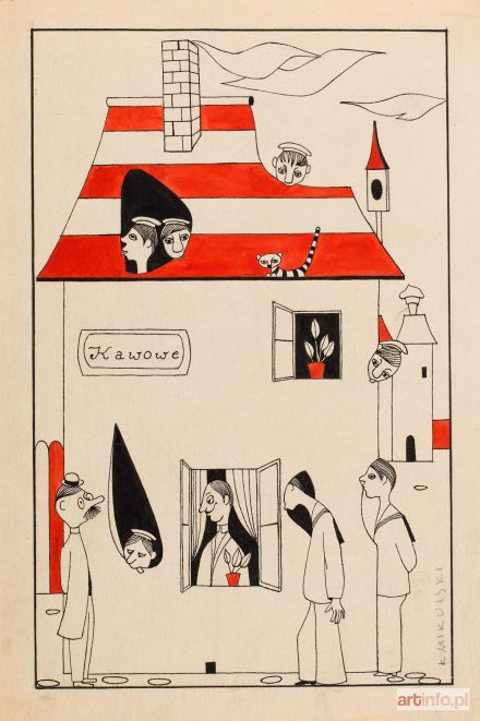 MIKULSKI Kazimierz | Uczta marynarzy w Barabamwodzie - ilustracja do książki Menażeria kapitana Ali  Ludwika Jerzego Kerna, 1957 r.