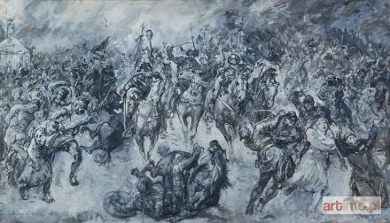 KOKIETEK Tadeusz | Scena historyczna z doby wojen polsko tureckich - szkic en grisaille, 1969