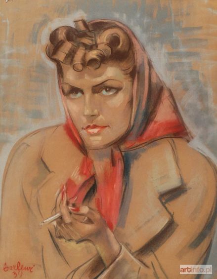 BERLEWI Henryk | Portret kobiety w chuście, 1939