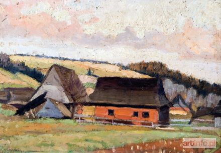 OŁPIŃSKI [OLPIŃSKI] Witold | PEJZAŻ PODGÓRSKI Z ZAGRODź, 1923