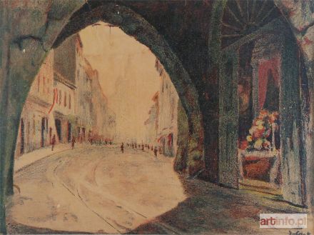 RUBCZAK Jan (Dubczak) | Ulica Floriańska - widok od kapliczki Matki Bożej w Bramie Floriańskiej, po 1926