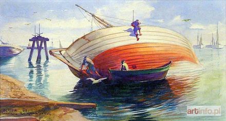 ŻMUDA Alfred | Polskie morze. Port rybacki na Helu, 1939