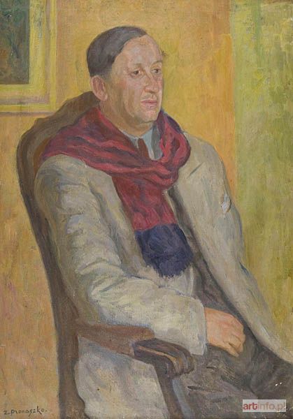 PRONASZKO Zbigniew | PORTRET MĘŻCZYZNY W CZERWONYM SZALIKU, ok. 1945