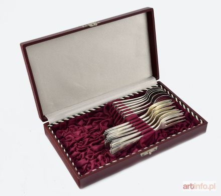 Zestaw platerowy widelczyków oraz łyżeczek do ciast w futerale - dobierany