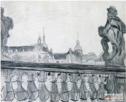 KAMOCKI Stanisław | Balustrady Zwingeru i widok na zamek książąt saksońskich w Dreźnie, ok. 1903