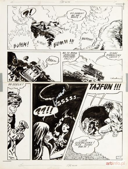 RACZKIEWICZ Tadeusz | Tajfun - Na tropie Skorpiona, plansza komiksowa nr 21, 1987 r.