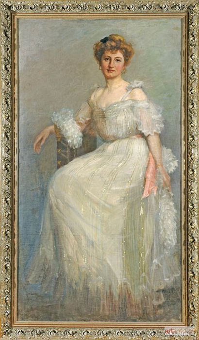 SABATOWSKI Ambroży | PORTRET RUDOWŁOSEJ DAMY W SUKNI BALOWEJ, 1906