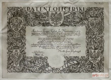 WOJNARSKI Jan | Patent oficerski Jana Nepomucena Tylińskiego (nr 103, wydany 10.10.1932 r.)