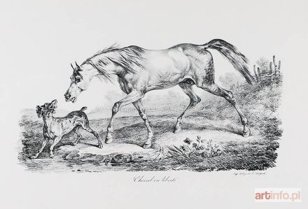 DELPECH François-Séraphin | Koń i pies (Cheval en liberté) wg Carle VERNET (1758-1836)