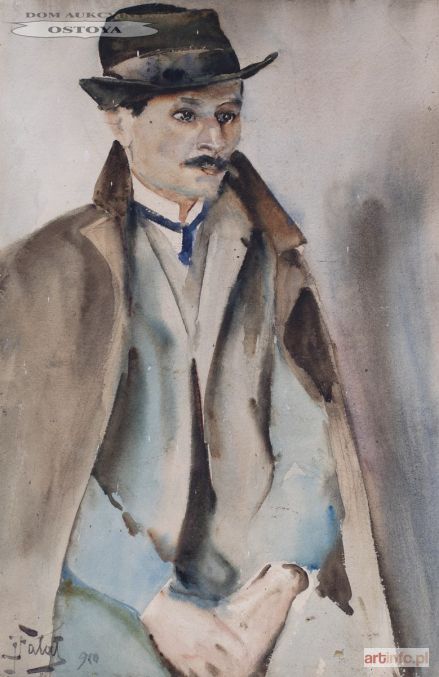 FAŁAT Julian | PORTRET MĘŻCZYZNY W KAPELUSZU, 1910