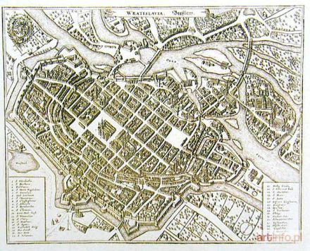 MERIAN Matthäus | Widok i plan Wrocławia, około 1640