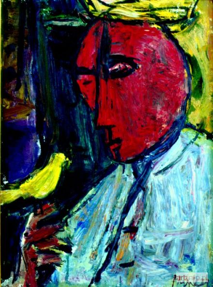 MENKES Zygmunt Józef (Sigmund, Sigmond) | Portret mężczyzny z kanarkiem, 1954