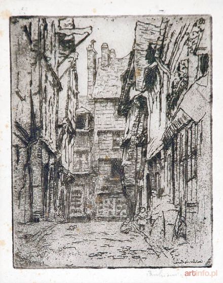 PANKIEWICZ Józef | Rue de la Boucherie w Caudebec en Caux  (Zaułek z bawiącymi się dziećmi), 1907