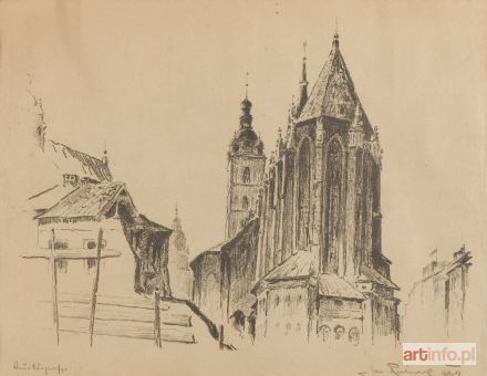 RUBCZAK Jan (Dubczak) | Widok na kościół Mariacki od wschodu , 1934 r.