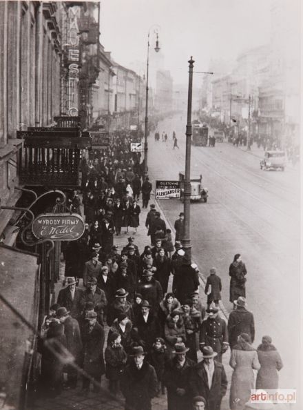 AUTOR nierozpoznany | Panorama ulicy Nowy Świat z szyldem E. Wedel, 1934 r.