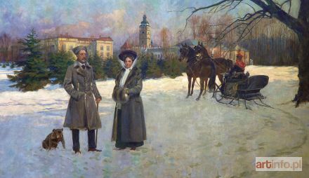 KOSSAK Wojciech | ARCYKSIĄŻĘ KAROL STEFAN HABSBURG Z ŻONĄ MARIĄ TERESĄ W PARKU ZAMKOWYM, 1911