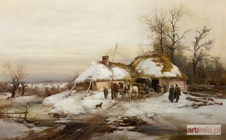 WASTKOWSKI Franciszek | Konie przed chatą, 1880 r.