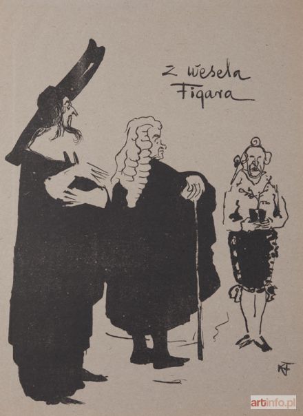 FRYCZ Karol | Marian Jednowski, Adolf Walewski i Leon Stępowski w sztuce Piotra Augusta Carona Beaumarchais Wesele Figara, 1904 r.