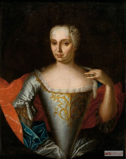 Malarz nieokreślony, XVIII w. | PORTRET DAMY W BIAŁEJ SUKNI, ok. 1720-25