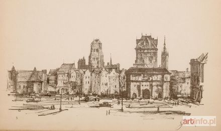 SUCHANEK Antoni | Południowa Panorama Gdańska z teki Gdańsk z 1957 r.