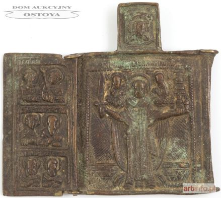 IKONA PODRÓŻNA, TRYPTYK ZE ŚW. MIKOŁAJEM MOŻAJSKIM, Rosja, XIX w.