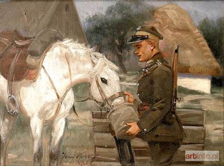KOSSAK Jerzy | Ułan pojący konia, 1936