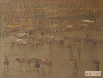 KAUFMANN Léon (KAMIR) | Le marché sous la pluie a Venise